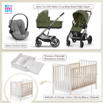 Kit Nascita con Cybex Trio Balios S Lux 2025 Moss Green e Cloud G + Raffaello Art Design Kit Isy Bianco / Naturale