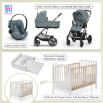 Kit Nascita con Cybex Trio Balios S Lux 2025 Stormy Blue e Cloud G + Raffaello Art Design Kit Isy Bianco / Naturale