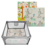 MS Parco giochi L 120×120 Grigio con Trendy 8909 Elefante con doppio design