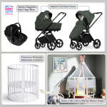 Kit Nascita con Venicci Trio Claro Forest e Cloud Tiago + Bebex Culla Lettino evolutivo Marilyn LED