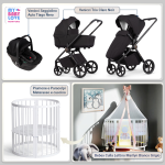 Kit Nascita con Venicci Trio Claro Noir e Cloud Tiago + Bebex Culla Lettino evolutivo Marilyn LED