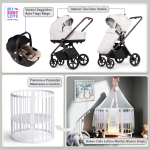 Kit Nascita con Venicci Trio Claro Vanilla e Cloud Tiago + Bebex Culla Lettino evolutivo Marilyn LED