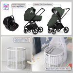 Kit Nascita con Venicci Trio Claro Forest e Cloud Tiago + Bebex Culla Lettino Marilyn Bianco