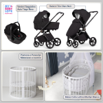 Kit Nascita con Venicci Trio Claro Noir e Cloud Tiago + Bebex Culla Lettino Marilyn Bianco