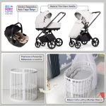 Kit Nascita con Venicci Trio Claro Vanilla e Cloud Tiago + Bebex Culla Lettino Marilyn Bianco