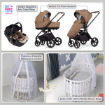 Kit Nascita con Venicci Trio Claro Caramel e Cloud Tiago + Bebex Culla Lettino Marilyn Sabbia