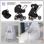 Kit Nascita con Venicci Trio Claro Noir e Cloud Tiago + Bebex Culla Lettino Marilyn Sabbia