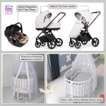 Kit Nascita con Venicci Trio Claro Vanilla e Cloud Tiago + Bebex Culla Lettino Marilyn Sabbia