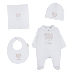 Nanan Corredino Orsetto e Fiocco 1 mese (coperta, tutina, berretta, bavaglio) Bianco