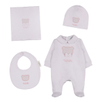 Nanan Corredino Orsetto e Fiocco 1 mese (coperta, tutina, berretta, bavaglio) Rosa
