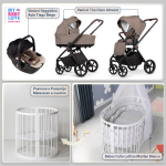 Kit Nascita con Venicci Trio Claro Almond e Cloud Tiago + Bebex Culla Lettino Marilyn Bianco