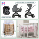 Kit Nascita con Chicco Trio Bellagio Black Satin e First Seat Recline + Bebex Culla Lettino Marilyn Naturale
