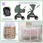 Kit Nascita con Chicco Trio Bellagio Fir Tree e First Seat Recline + Bebex Culla Lettino Marilyn Naturale