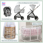 Kit Nascita con Chicco Trio Bellagio Lunar Rock e First Seat Recline + Bebex Culla Lettino Marilyn Naturale