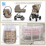 Kit Nascita con Cybex Trio Balios S Lux 2025 Almond Beige e Cloud G + Bebex Culla Lettino Marilyn Naturale