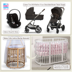 Kit Nascita con Cybex Trio Balios S Lux 2025 Chocolate Brown e Cloud G + Bebex Culla Lettino Marilyn Naturale