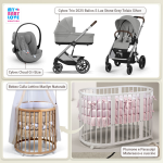 Kit Nascita con Cybex Trio Balios S Lux 2025 Stone Grey e Cloud G + Bebex Culla Lettino Marilyn Naturale