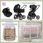 Kit Nascita con Cybex Trio Upline 2 All Black e Cloud Tiago Nero + Bebex Culla Lettino Marilyn Naturale