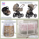 Kit Nascita con Cybex Trio Upline 2 SE Powder e Cloud Tiago Beige + Bebex Culla Lettino Marilyn Naturale