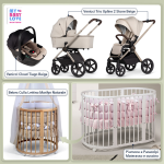 Kit Nascita con Cybex Trio Upline 2 Stone Beige e Cloud Tiago Beige + Bebex Culla Lettino Marilyn Naturale
