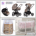 Kit Nascita con Venicci Trio Claro Almond e Cloud Tiago + Bebex Culla Lettino Marilyn Naturale