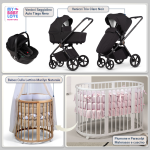 Kit Nascita con Venicci Trio Claro Noir e Cloud Tiago + Bebex Culla Lettino Marilyn Naturale