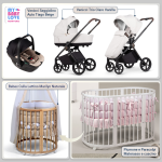 Kit Nascita con Venicci Trio Claro Vanilla e Cloud Tiago + Bebex Culla Lettino Marilyn Naturale