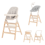 Carrello Seggiolone Pappa 4 in 1 Ergo Linen Beige (Sdraietta, seggiolone pappa, sedia aggiuntiva e torre didattica)