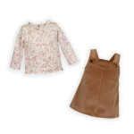 Bamboom SET 9-12 mesi Vestito Salopette Bimba - TAN CAMEL 349 + Shirt con colletto volant - PRINT AUTUMN FOREST 342