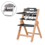 Chipolino Seggiolone Pappa in legno Cacao Graphite Wood con kit tessile