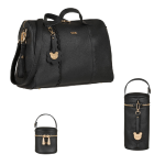 NANAN SET BORSA PORTABIBERON E PORTACIUCCIO ECOPELLE NERO