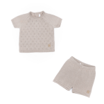 Bamboom Set Maglia traforata Knitted e Pantalone corto Knitted - Cammello 33 3 mesi