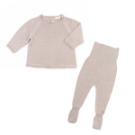 Bamboom Set Maglia apertura dietro a costine e Pantaloncino con piedi - Cammello 33 1 mese
