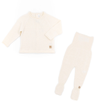 Bamboom Set Maglia apertura dietro a costine e Pantaloncino con piedi - Bianco 01 1 mese