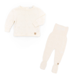 Bamboom Set Maglia apertura dietro mini pom-pom e Pantaloncino con piedi - Bianco 01 1 mese