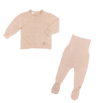 Bamboom Set Maglia apertura dietro mini pom-pom e Pantaloncino con piedi - Rosa 04 1 mese