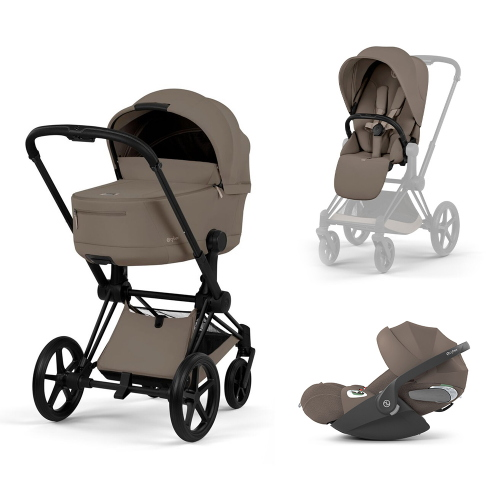 Trio Cybex Priam 2026 Comfort Coconut Brown Matt Black con Cloud T Plus