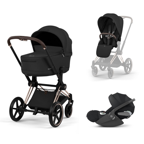 Trio Cybex Priam 2026 Comfort Sepia Black Rosegold con Cloud T Plus