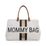 Childhome Mommy Bag Borsa Fasciatoio Righe Nero Oro 55x30x40 cm Con Materassino 