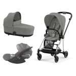 Cybex Platinum Trio Mios 3.0 Mirage Grey Telaio Chrome Black con Cloud T plus 