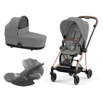 Cybex Platinum Trio Mios 3.0 Mirage Grey Telaio RoseGold con Cloud T plus 