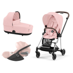 Cybex Platinum Trio Mios 3.0 Peach Pink Telaio Chrome Brown con Cloud T plus 