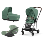 Cybex Platinum Trio Mios 3.0 Leaf Green Telaio Chrome Brown con Cloud T plus 