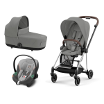 Cybex Platinum Trio Mios 3.0 Mirage Grey Telaio Chrome Brown con Aton S2