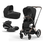 Cybex Platinum Trio e-Priam Sepia Black Telaio Rosegold con Cloud T i-Size Plus