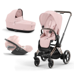 Cybex Platinum Trio e-Priam Peach Pink Telaio Rosegold con Cloud T i-Size Plus