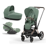 Cybex Platinum Trio e-Priam Leaf Green Telaio Rosegold con Cloud T i-Size Plus