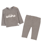 NANAN STUDIO T-SHIRT C/SCRITTA + PANTALONE GRIGIO 12 MESI