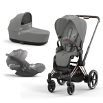 Cybex Platinum Trio e-Priam Mirage Grey Telaio Rosegold con Cloud T i-Size Plus