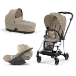 Cybex Platinum Trio Mios 3.0 Cozy Beige Telaio Chrome Black con Cloud T plus 